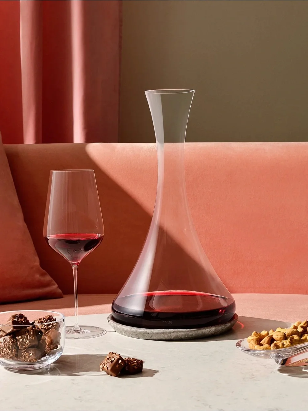 Glass Wine Decanter With Marble Base - New In Box